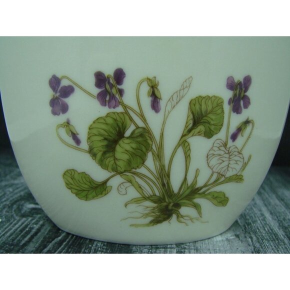 Vintage Otagiri Oval Bud Vase Handpainted Violet Purple Flowers Gold Trim Marked - Picture 6 of 11